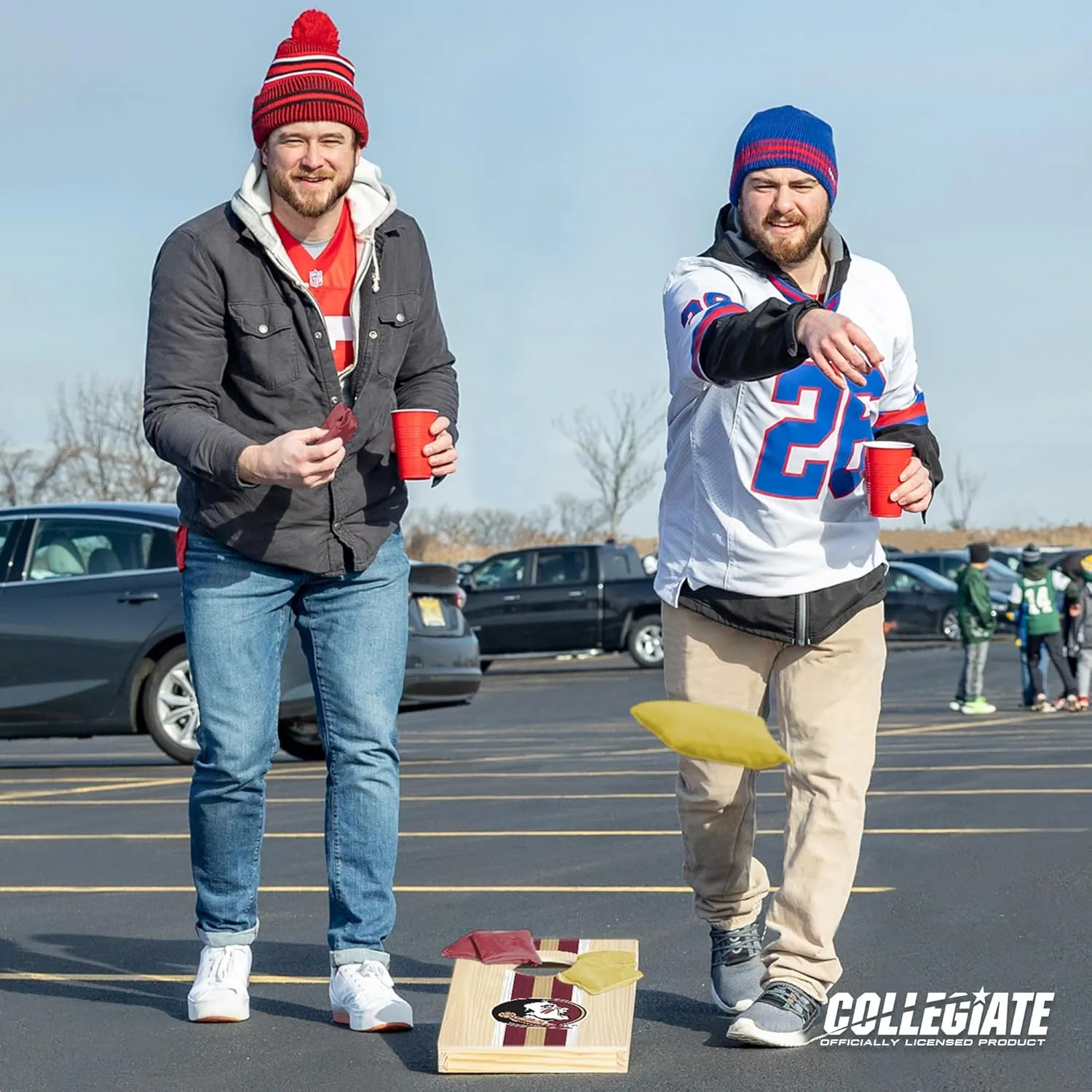 Wild Sports College Portable Size 1' x 2' Solid Wood Cornhole Set with Direct Print HD Team Graphics – Travel Size