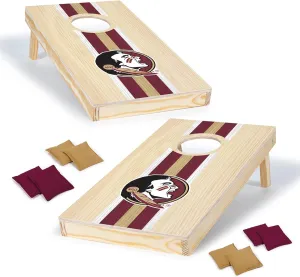 Wild Sports College Portable Size 1' x 2' Solid Wood Cornhole Set with Direct Print HD Team Graphics – Travel Size
