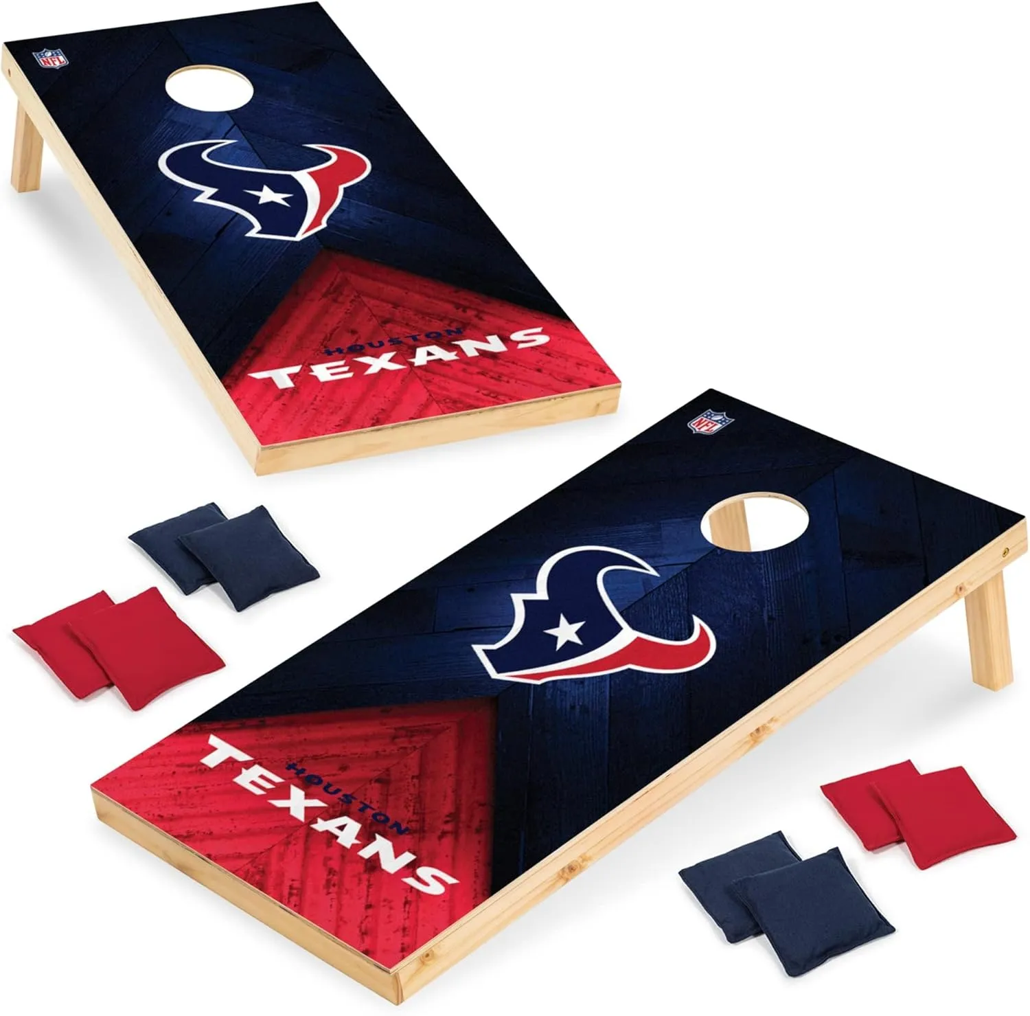 Wild Sports NFL Football 2' x 4' Regulation Size Solid Wood Cornhole Set with Direct Print HD Team Graphics Great Gift for Any Football Fan! Bean Bag Toss Family Outdoor Game