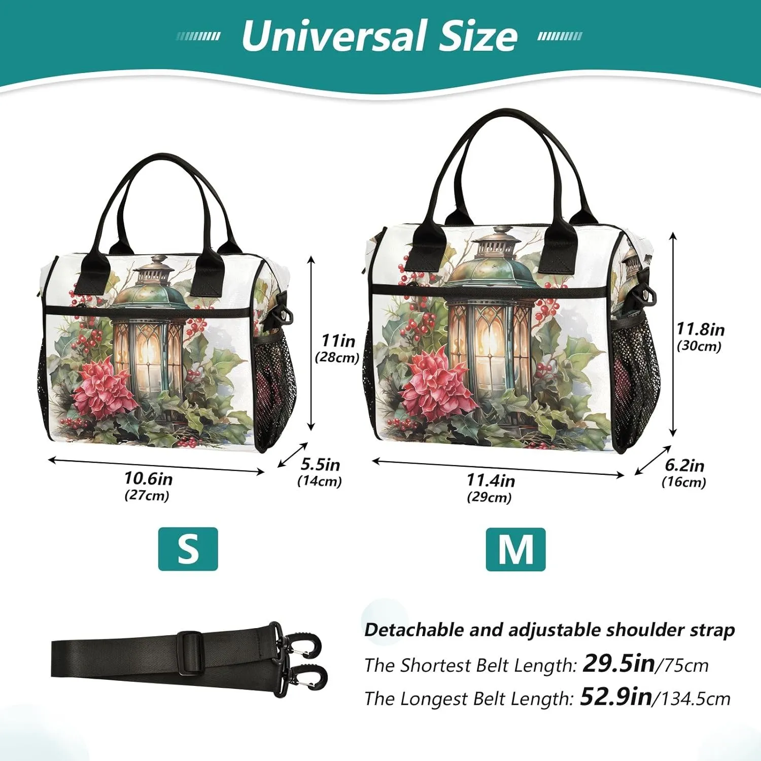 Women Cooler Bags Lunch Bag Reusable Insulated Lunch Bags Lamp Crossbody with Shoulder Strap Adults S