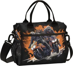 Women Cooler Bags Lunch Bag Reusable Insulated Lunch Bags Motorcycle Race 2 Crossbody with Shoulder Strap Adults S