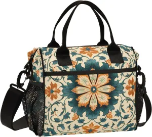 Women Cooler Bags Lunch Bag Reusable Insulated Lunch Bags Oriental Pattern Crossbody with Shoulder Strap Adults S