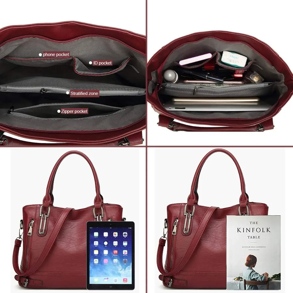 Women Large Shoulder Handbags Ladies PU Leather Shoulder Tote Bags Shopper Tote Bag Big Cross-body Bag