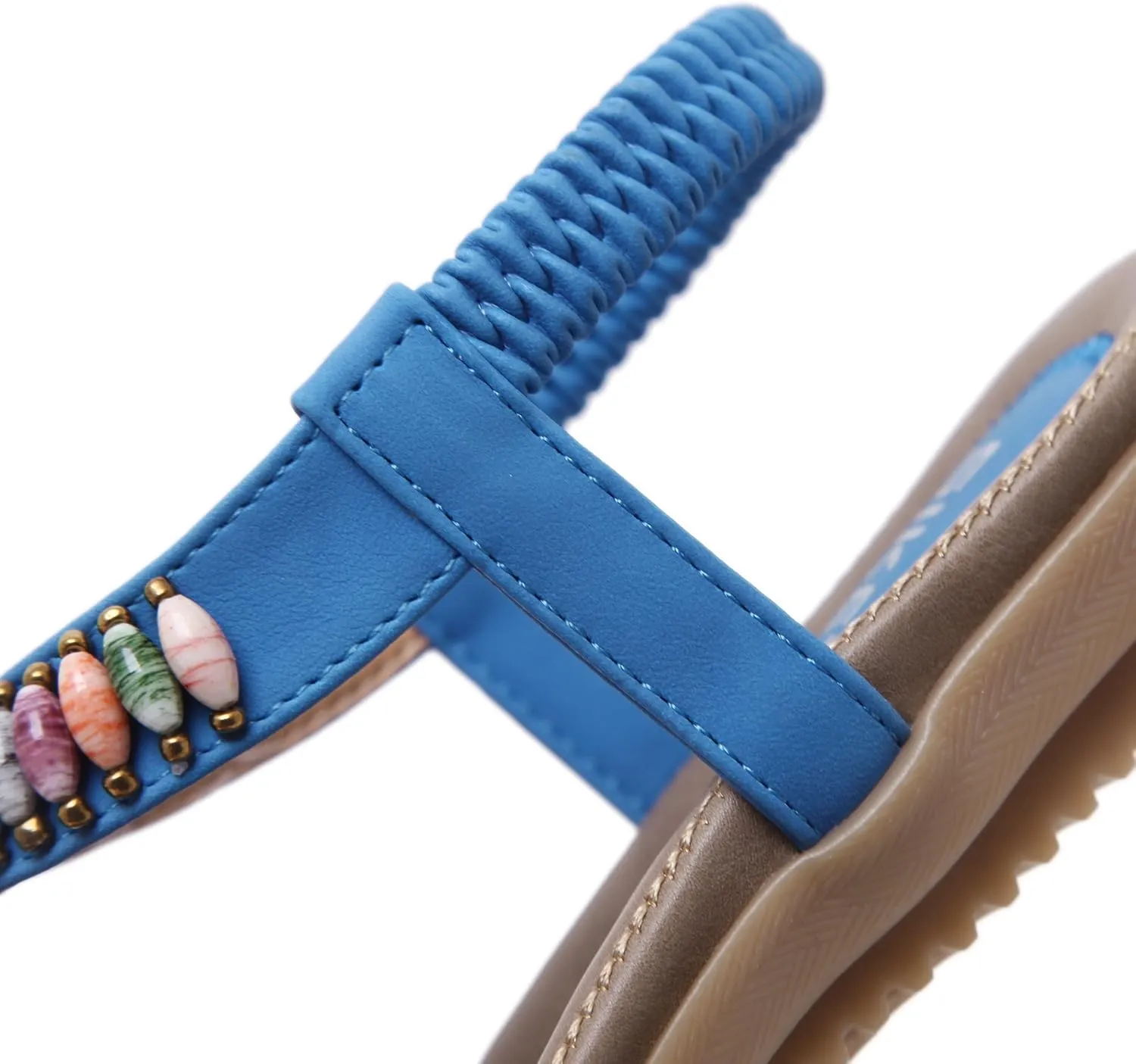 Women T-Strap Beaded Flower Gladiator Flat Dress Sandals Beach Shoes Bohemian Thong Sandal Elastic Back Strap Clip Toe Flats Sandals Summer Bohemian Rhinestone Slingback Beach Flip Flops Shoes