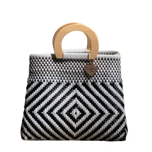 Wooden Handle Tote - B   W Frida