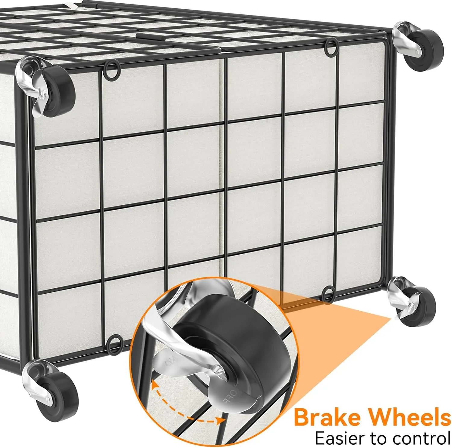WOWLIVE Double Laundry Hamper with Wheels,Metal Wire Frame Rolling Laundry Basket with 2 Removable bags,120L Dirty Clothes Hamper Organizer Dorm Room Storage for Bedroom,Bathroom,Black and White