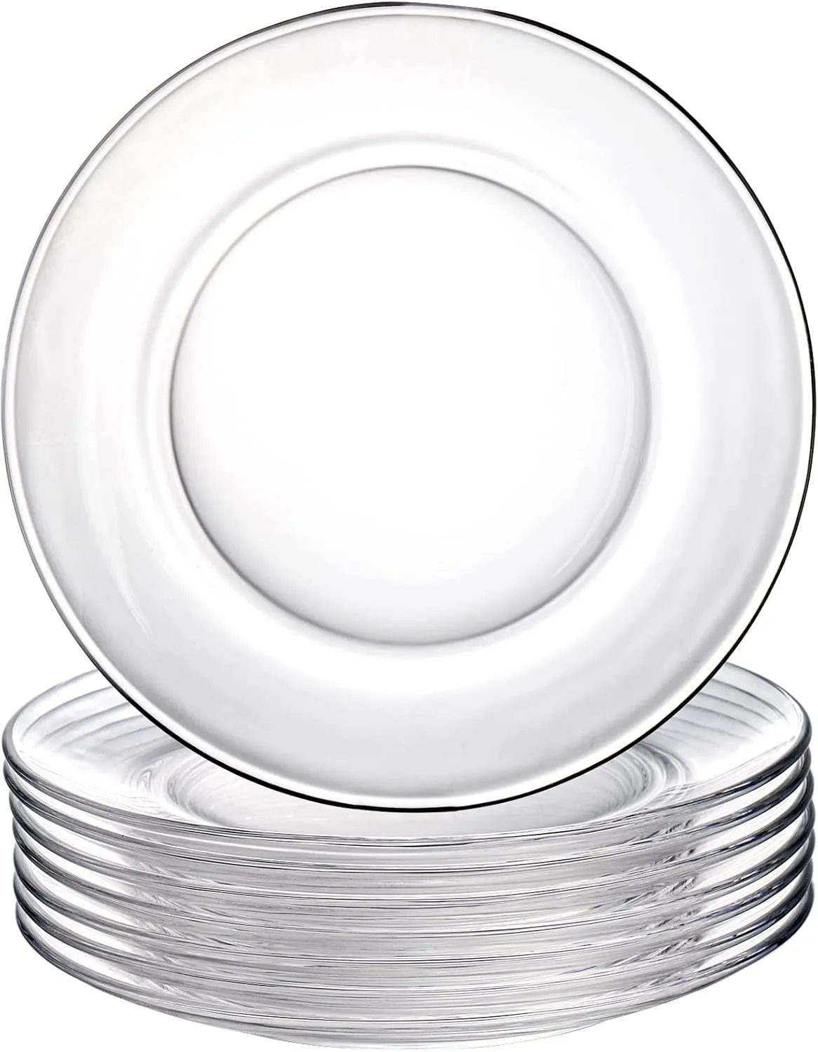 WUWEOT 8 Pack Glass Dessert Plates, 7.5" Clear Salad and Appetizer Plates, Snack Fruit Dinner Serveware, Dishwasher Safe