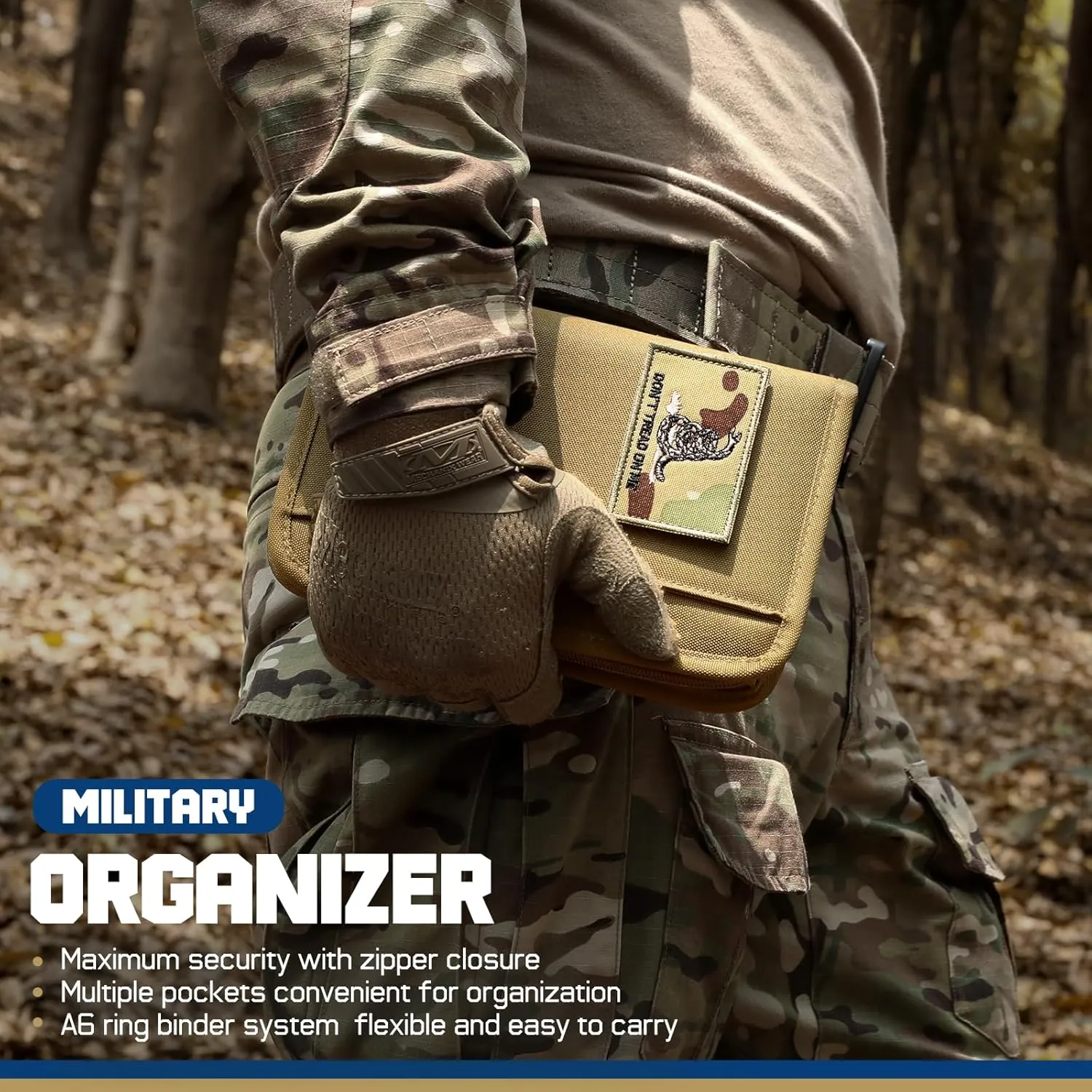 WYNEX Tactical Notebook Padfolio Ring Binders with 45 Sheets,Army Military Notebook Tactical Portfolio Binder with Zipper for Tactical Gear and Organizer, Refillable 6-Ring Binder(5.5'' x 8.5'')