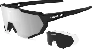 X-TIGER Polarized Sports Sunglasses with 5 Interchangeable Lenses,Mens Womens Cycling Bike Glasses,Baseball Running Fishing