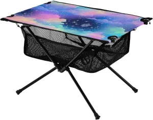 xigua Colorful Clouds Folding Camping Table,Portable Camp Table with Carry Bag Beach Table Folding Table for Picnic, Camp,Party,Travel196