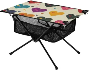 xigua Colorful Love Heart Folding Camping Table,Portable Camp Table with Carry Bag Beach Table Folding Table for Picnic, Camp,Party,Travel117