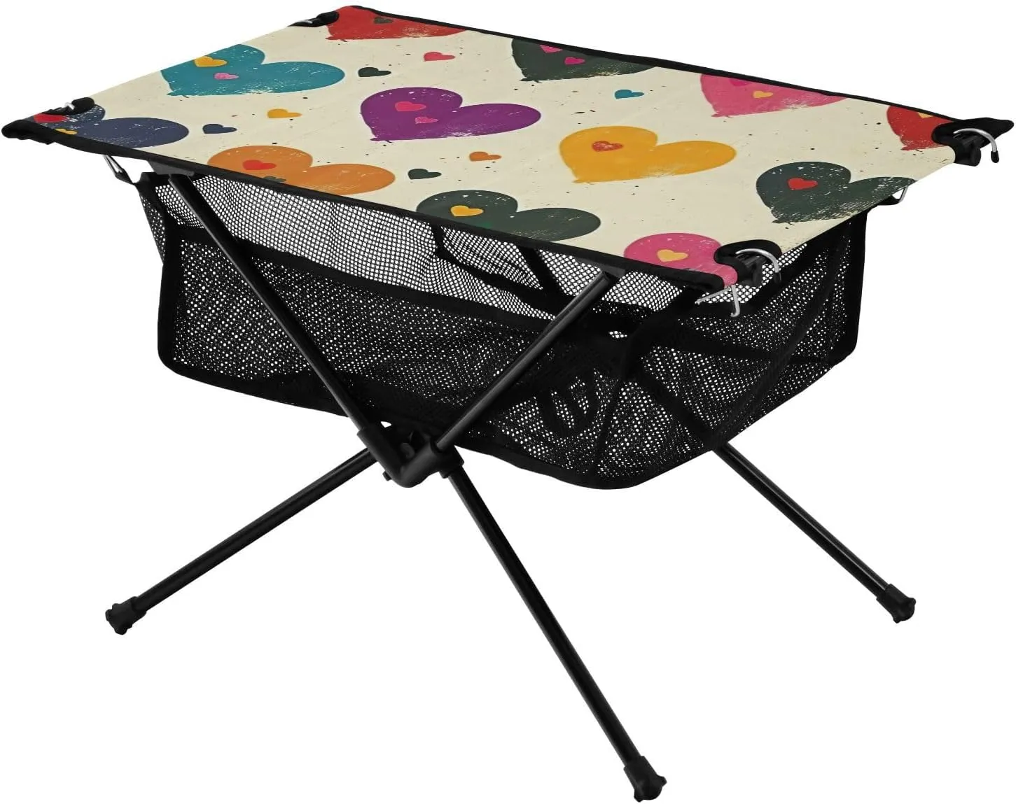 xigua Colorful Love Heart Folding Camping Table,Portable Camp Table with Carry Bag Beach Table Folding Table for Picnic, Camp,Party,Travel117