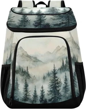 xigua Dark Green Mountain Range Cooler Backpack Leakproof Large Capacity Insulated Backpack Cooler Bag Lunch Bag for Work/Hiking/Camping/Beach/Fishing74