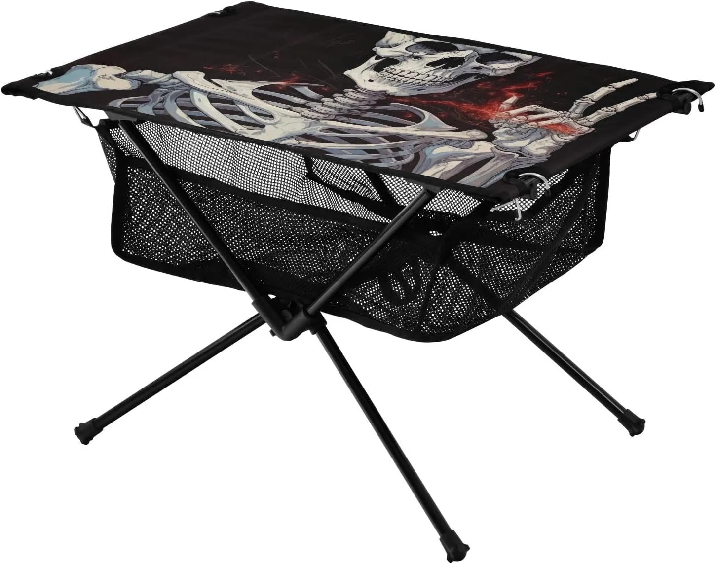 xigua Funny Skeleton Folding Camping Table,Portable Camp Table with Carry Bag Beach Table Folding Table for Picnic, Camp,Party,Travel116