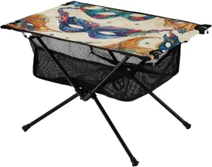 xigua Mardi Gras Masks Folding Camping Table,Portable Camp Table with Carry Bag Beach Table Folding Table for Picnic, Camp,Party,Travel274