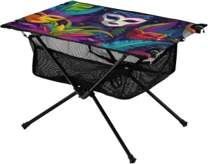 xigua Mardi Gras Masks Folding Camping Table,Portable Camp Table with Carry Bag Beach Table Folding Table for Picnic, Camp,Party,Travel290