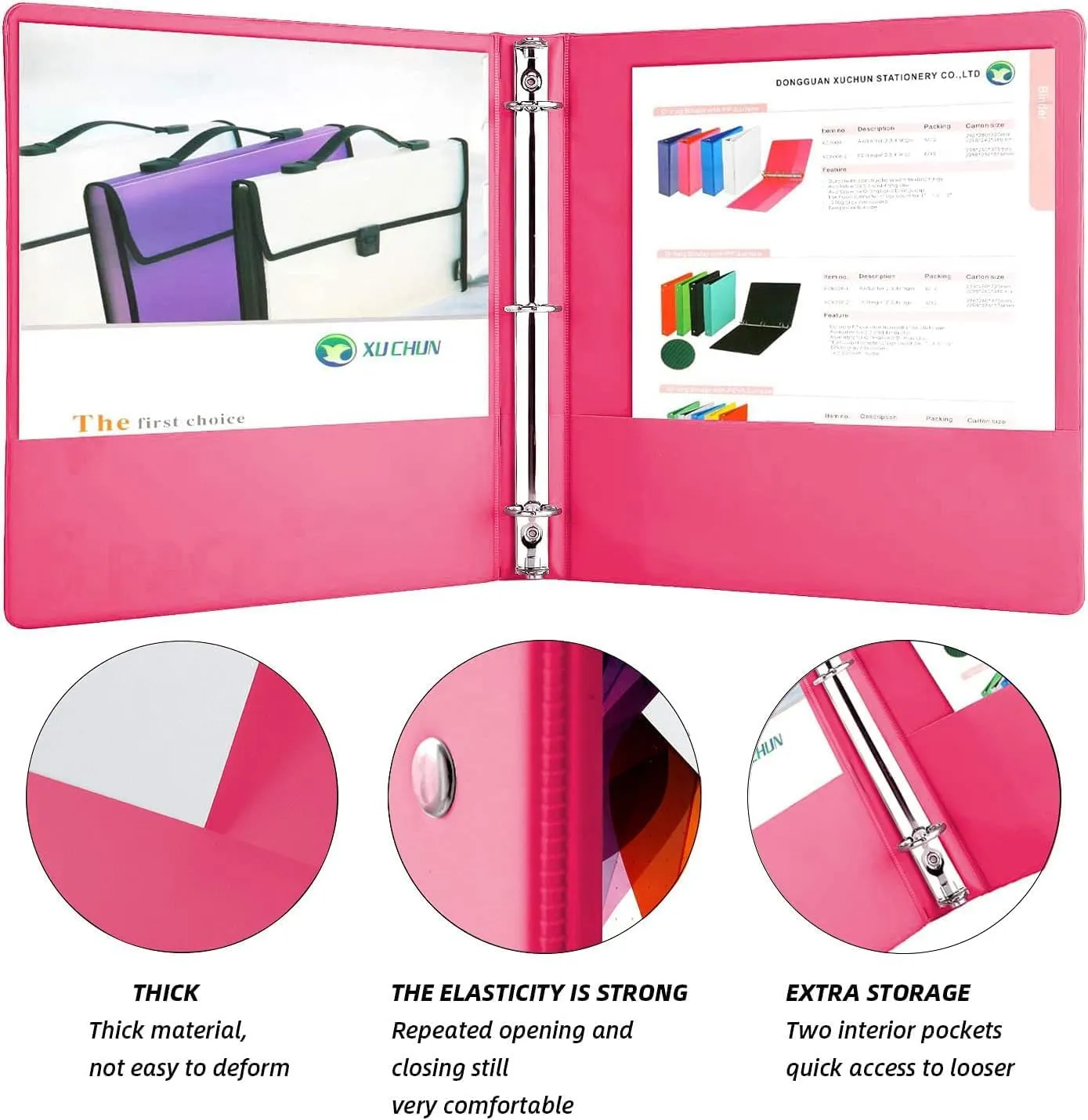 XUCHUN 3 Ring Binders 1 Inch,Clear View Binder with 2 Pockets, Holds 225 Sheets 8.5x11 Inches Paper, Customizable Cover & Spine,Binders for Office, School, Home, Business,6 Pack