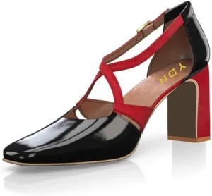 YDN Women Cross Strap Sqaure Toe Pumps Chunky Block High Heel D'orsays Fashion Contrast Stitching Office Dressy Shoes Size 4-15 US