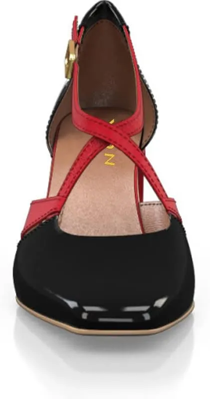 YDN Women Cross Strap Sqaure Toe Pumps Chunky Block High Heel D'orsays Fashion Contrast Stitching Office Dressy Shoes Size 4-15 US