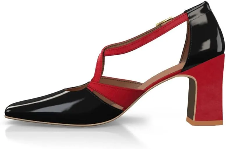 YDN Women Cross Strap Sqaure Toe Pumps Chunky Block High Heel D'orsays Fashion Contrast Stitching Office Dressy Shoes Size 4-15 US
