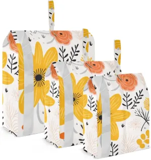Yellow Flower Travel Storage Bag with Lanyard - Portable Lightweight Classified Storage Bag with Zipper, Dust and Waterproof Travel Packing Cube for Suitcase,3 Pieces