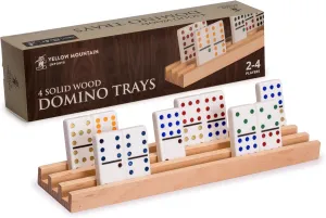 Yellow Mountain Imports Premium Beechwood Domino Racks/Trays (10-Inch) - Set of 4 - Domino Holders for Mexican Train, Chickenfoot and Other Domino Games
