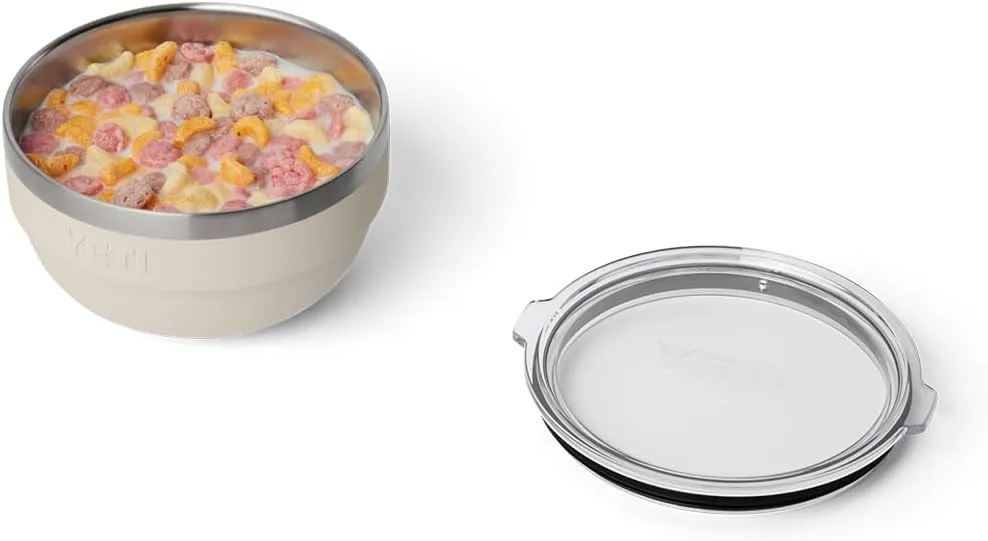 YETI Rambler Bowl, Vacuum Insulated, Stackable and Nestable Stainless Steel Bowl with Lid, 1 Quart, Cape Taupe