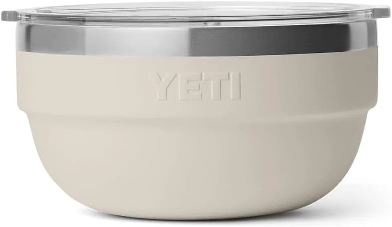 YETI Rambler Bowl, Vacuum Insulated, Stackable and Nestable Stainless Steel Bowl with Lid, 1 Quart, Cape Taupe