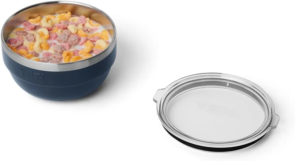 YETI Rambler Bowl, Vacuum Insulated, Stackable and Nestable Stainless Steel Bowl with Lid, 1 Quart, Navy