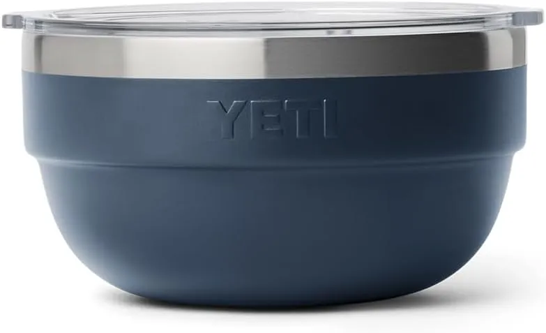 YETI Rambler Bowl, Vacuum Insulated, Stackable and Nestable Stainless Steel Bowl with Lid, 1 Quart, Navy