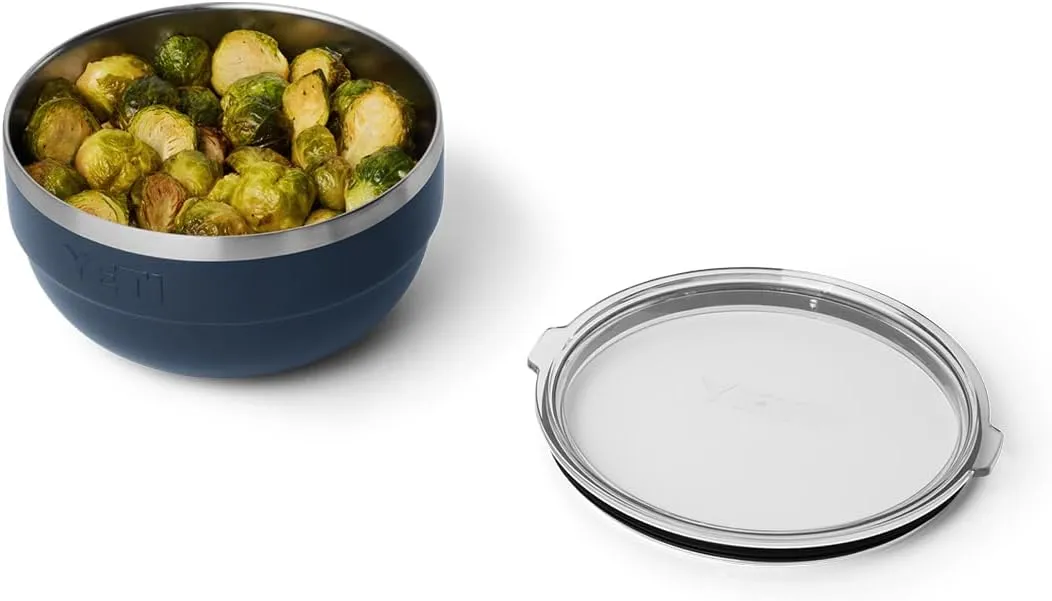 YETI Rambler Bowls, Vacuum Insulated, Stackable and Nestable Stainless Steel Bowl with Lid, 2 Quart, Navy