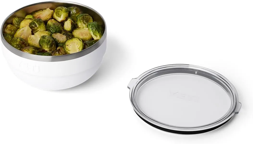 YETI Rambler Bowls, Vacuum Insulated, Stackable and Nestable Stainless Steel Bowl with Lid, 2 Quart, White