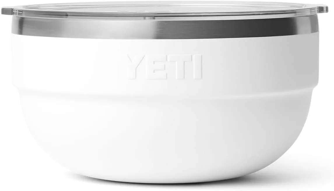 YETI Rambler Bowls, Vacuum Insulated, Stackable and Nestable Stainless Steel Bowl with Lid, 2 Quart, White