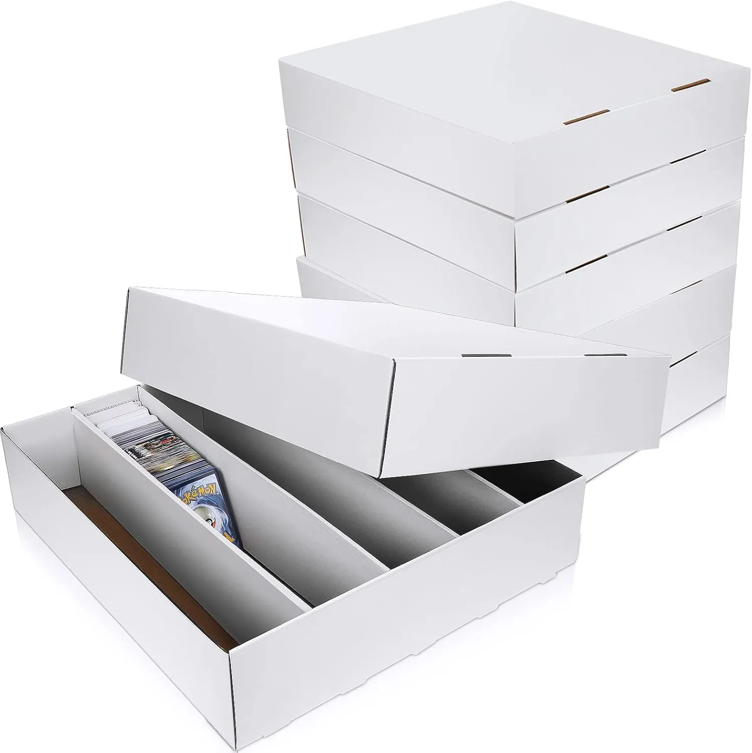 Yexiya 12 Pcs 5000 Count Card Storage Boxes for Trading and Gaming Cards White Cardboard Organizer with Divider Collector Holders Collectibles Box for Sports Basketball Football Baseball Collecting