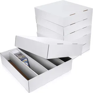 Yexiya 6 Pcs 5000 Count Card Storage Boxes for Trading and Gaming Cards White Cardboard Organizer with Divider Collector Holders Collectibles Box for Sports Basketball Football Baseball Collecting
