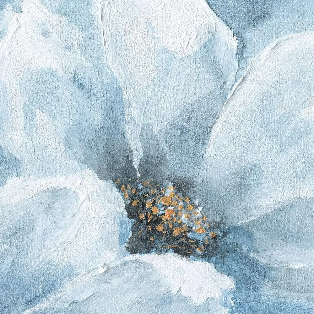 Yidepot Magnolia Flower Picture Wall Decor: Blue And White Flower Canvas Wall Art for Bedroom Floral Painting Frame Ready to Hang (12"x16"x3 Panels)