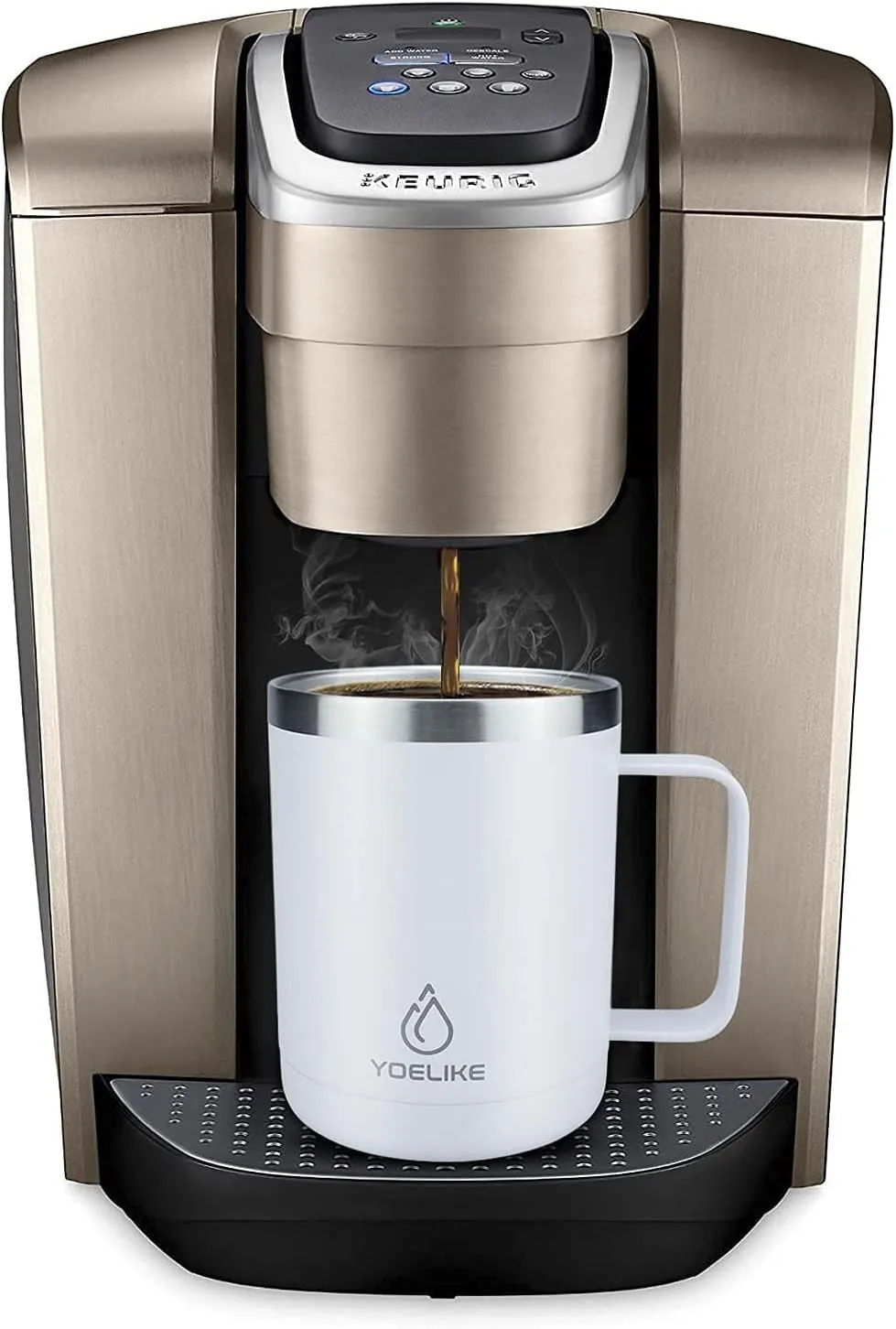 yoelike 14OZ Insulated Coffee Mug with Handle and lid, Stainless Steel, Dishwasher Safe, Powder Coated, Vacuum Insulated Travel Mug, Camping Mug, Keep Hot/Cold Longer Coffee Tumbler Cup White