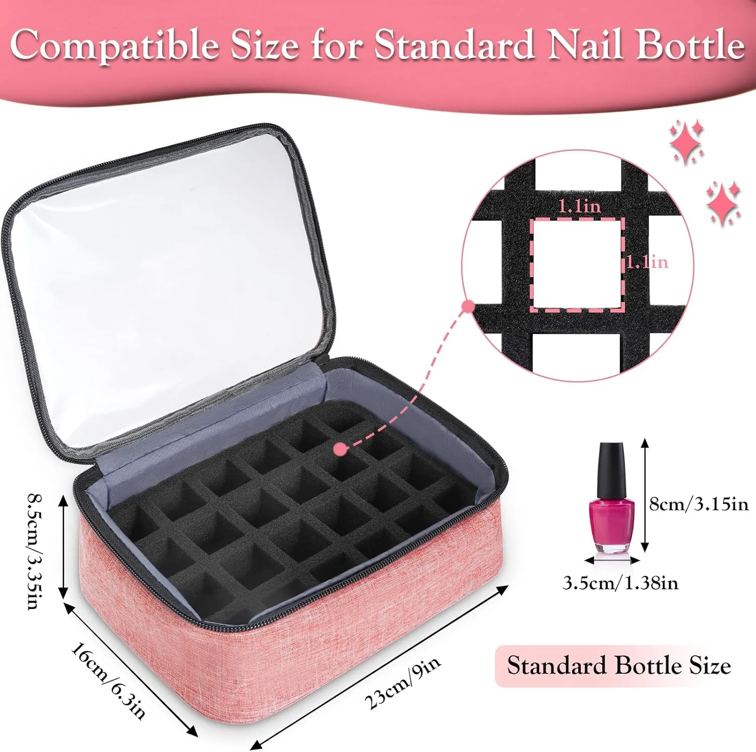 YOREPEK Nail Polish Organizer Holds 72 Bottles, Large Capacity with 3 Removable Pouches and 4 Zippered Pockets for Manicure Tools, Supplies, Nail Lamp, Gift for Women