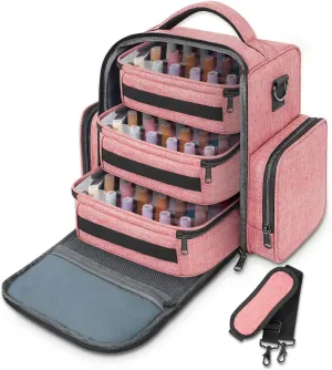 YOREPEK Nail Polish Organizer Holds 72 Bottles, Large Capacity with 3 Removable Pouches and 4 Zippered Pockets for Manicure Tools, Supplies, Nail Lamp, Gift for Women
