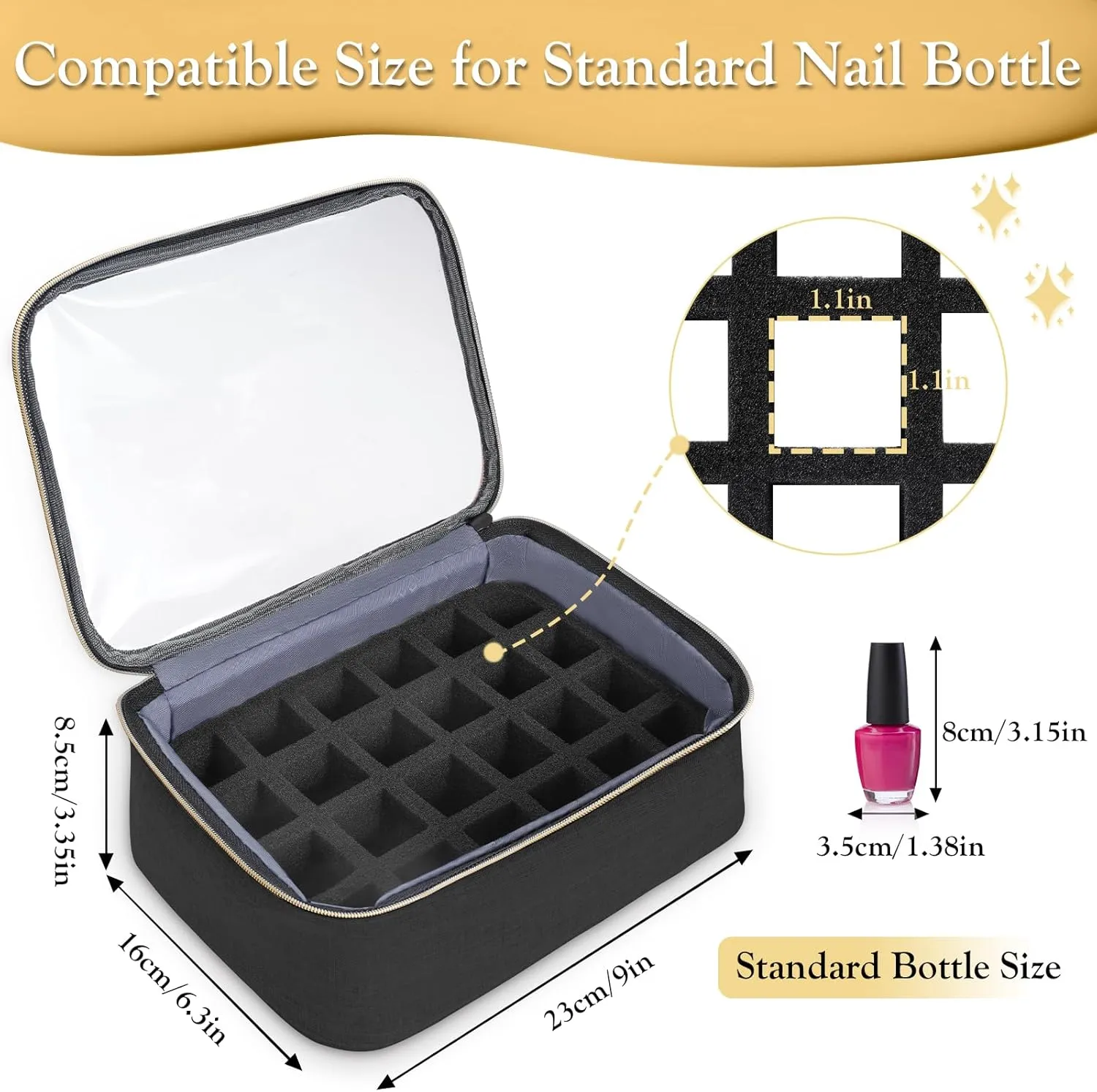 YOREPEK Nail Polish Organizer Holds 72 Bottles, Large Capacity with 3 Removable Pouches and 4 Zippered Pockets for Manicure Tools, Supplies, Nail Lamp, Gift for Women
