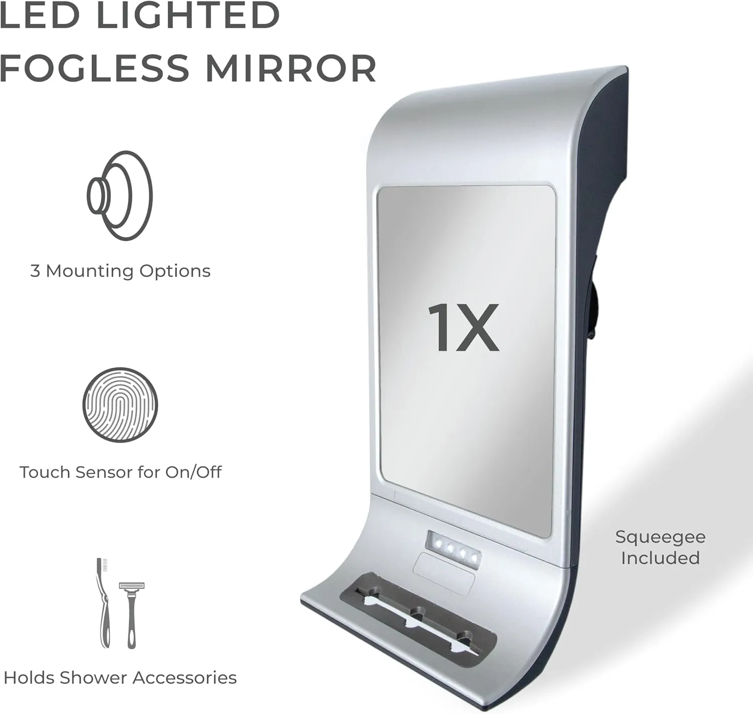 Zadro ZW20TS Z'fogless Water Mirror with Touch LED Light Panel Stainless Steel Like Finish
