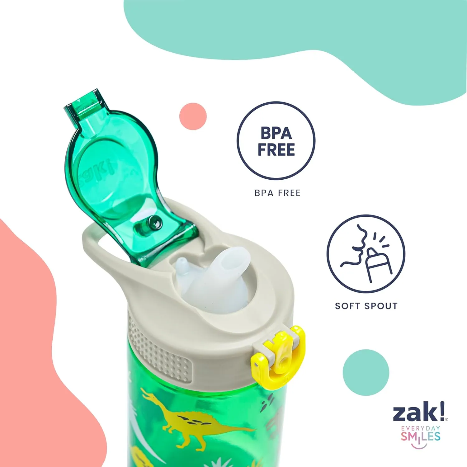 Zak Designs Bluey Sage Kids Water Bottle For School or Travel, 16oz Durable Plastic Water Bottle With Straw, Handle, and Leak-Proof, Pop-Up Spout Cover, 2-Pack Set (Bluey & Bingo)