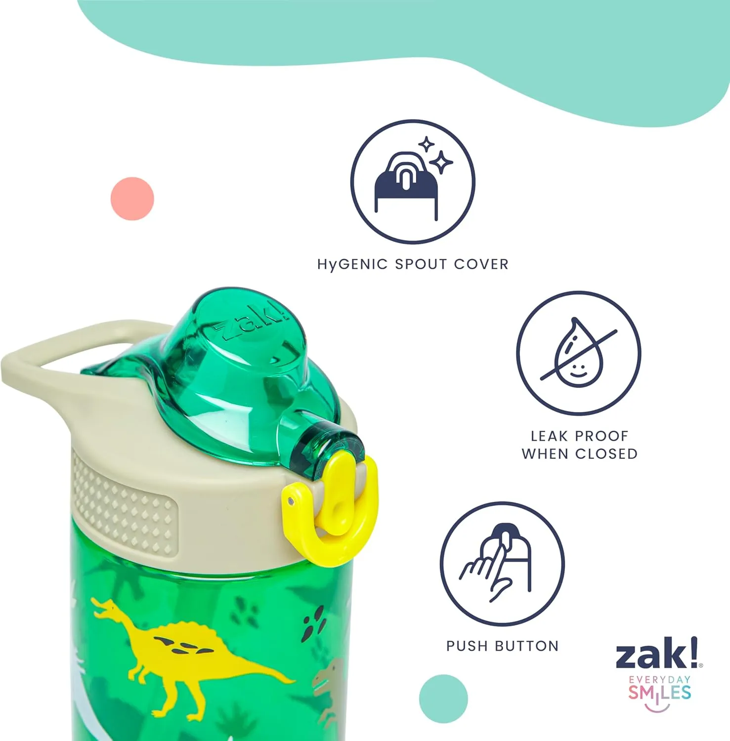 Zak Designs Bluey Sage Kids Water Bottle For School or Travel, 16oz Durable Plastic Water Bottle With Straw, Handle, and Leak-Proof, Pop-Up Spout Cover, 2-Pack Set (Bluey & Bingo)