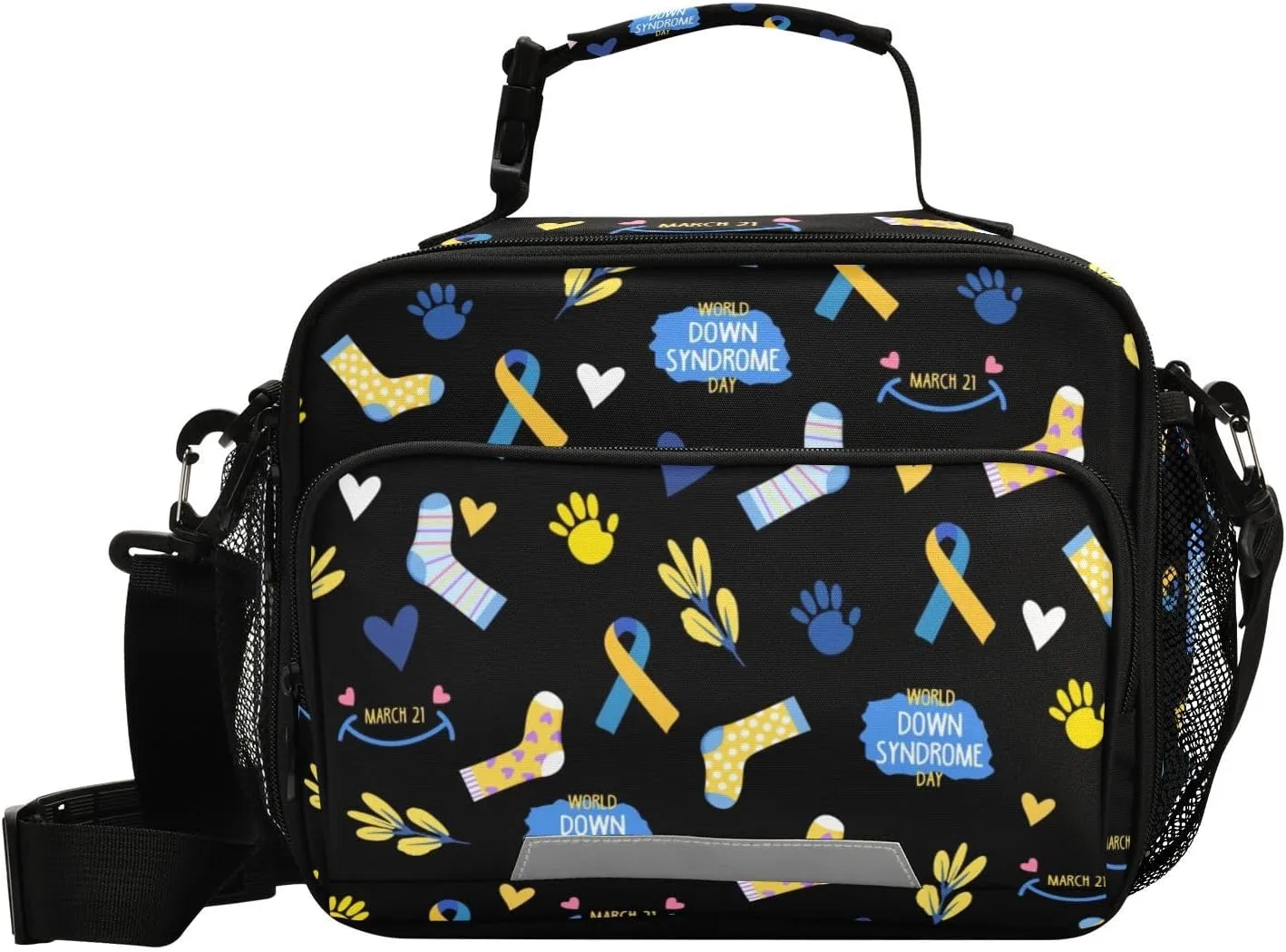 ZAZYXTJ Personalized Down Syndrome Day Awareness Lunch Box Insulated Lunch Bag for School Teens Students Boys Girls With Adjustable Shoulder Belt and Buckle Handle for Women Men