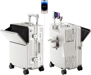 Zipperless Luggage, Polycarbonate Aluminum Hard Shell, Expandable Carry-On Suitcase with Spinner Wheels, Hard Shell Suitcase, 20 Inch Cabin