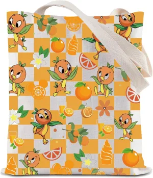 ZJXHPO Orange Bird Tote Bag Sunshine Reusable Grocery Shopping Bag Flower And Garden Festival Shoulder Bag WDW Handbag
