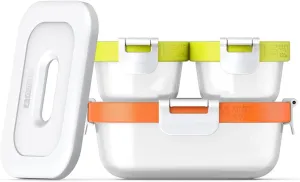 ZOKU - Nested Food Storage Containers with Freezer Pack, Leak Proof with Airtight Lids, for Sandwiches, Lunches, Leftovers and more, Easy to Clean, Reusable, BPA Free (Neat Stack) (7 Piece)