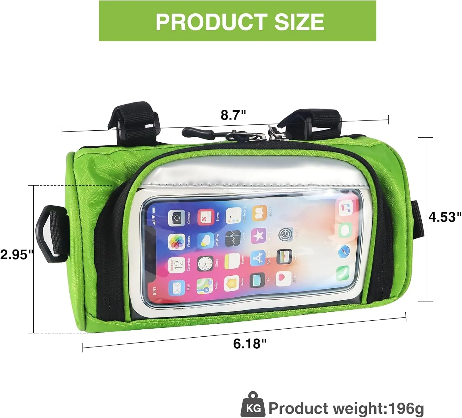 ZUKKA Bike Handlebar Bag Large-Capacity Adjustable Waterproof Front Handlebar Bags with Transparent Pouch Touch Screen for Bicycles Handlebar Women Men