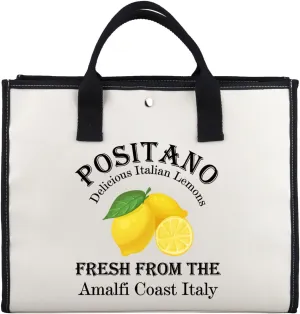 Zuo Bao Amalfi Coast Tote Bag Lemon Lover Gift Positano Delicious Italian Lemons Canvas Shopping Bag Traveler Gift