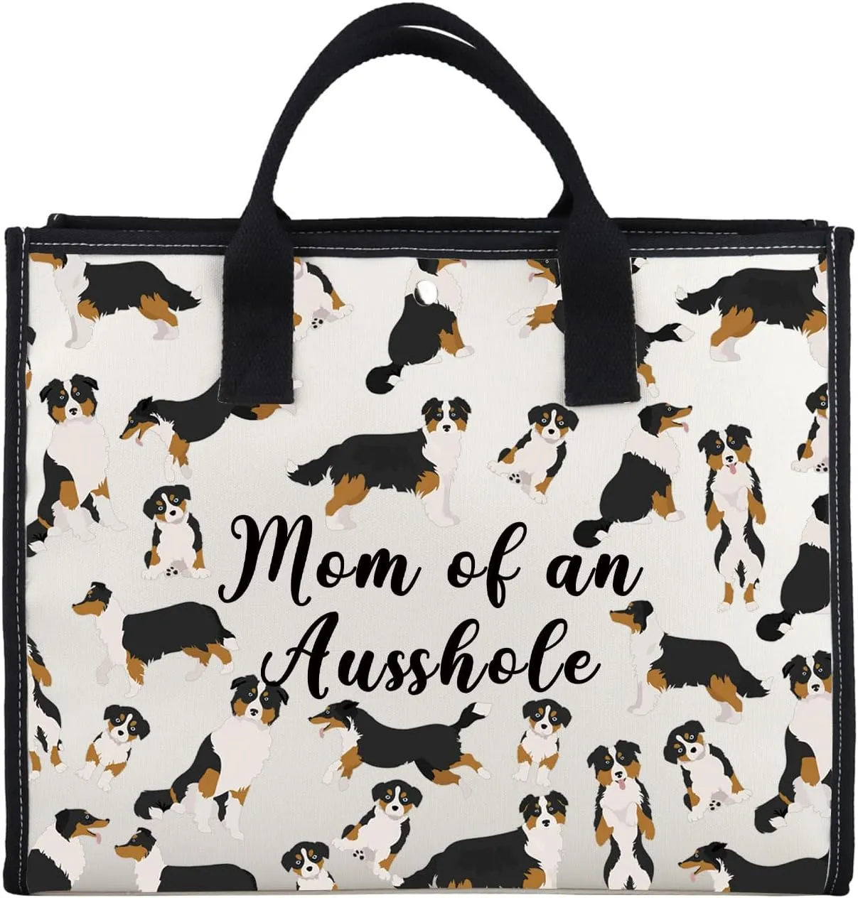 Zuo Bao Aussie Mom Tote Bag Australian Shepherd Lover Gift Mom of an Ausshole Canvas Shopping Bag for Dog Owner